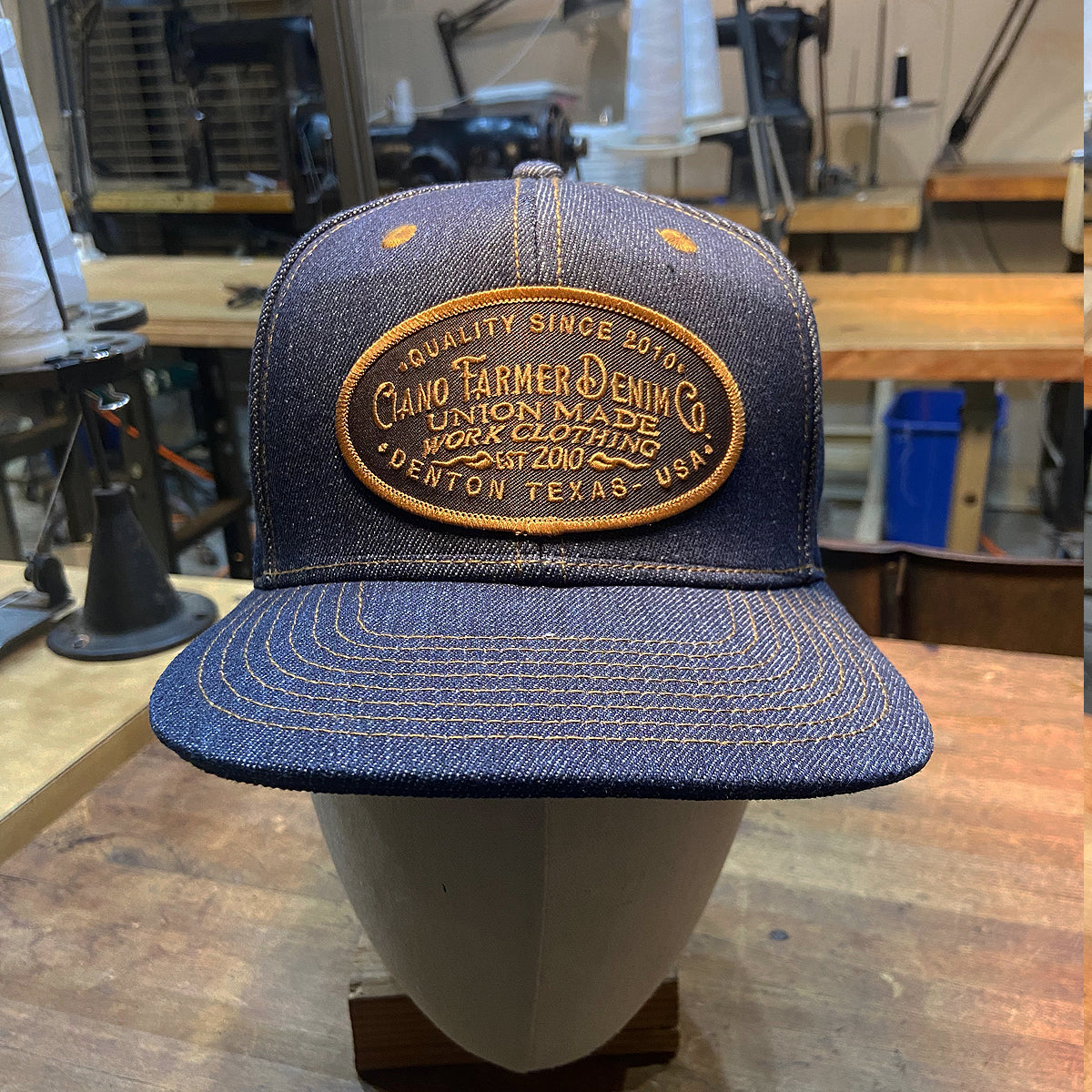 14oz Cone Mills Denim Snapback HAT CFDCo Shop Patch