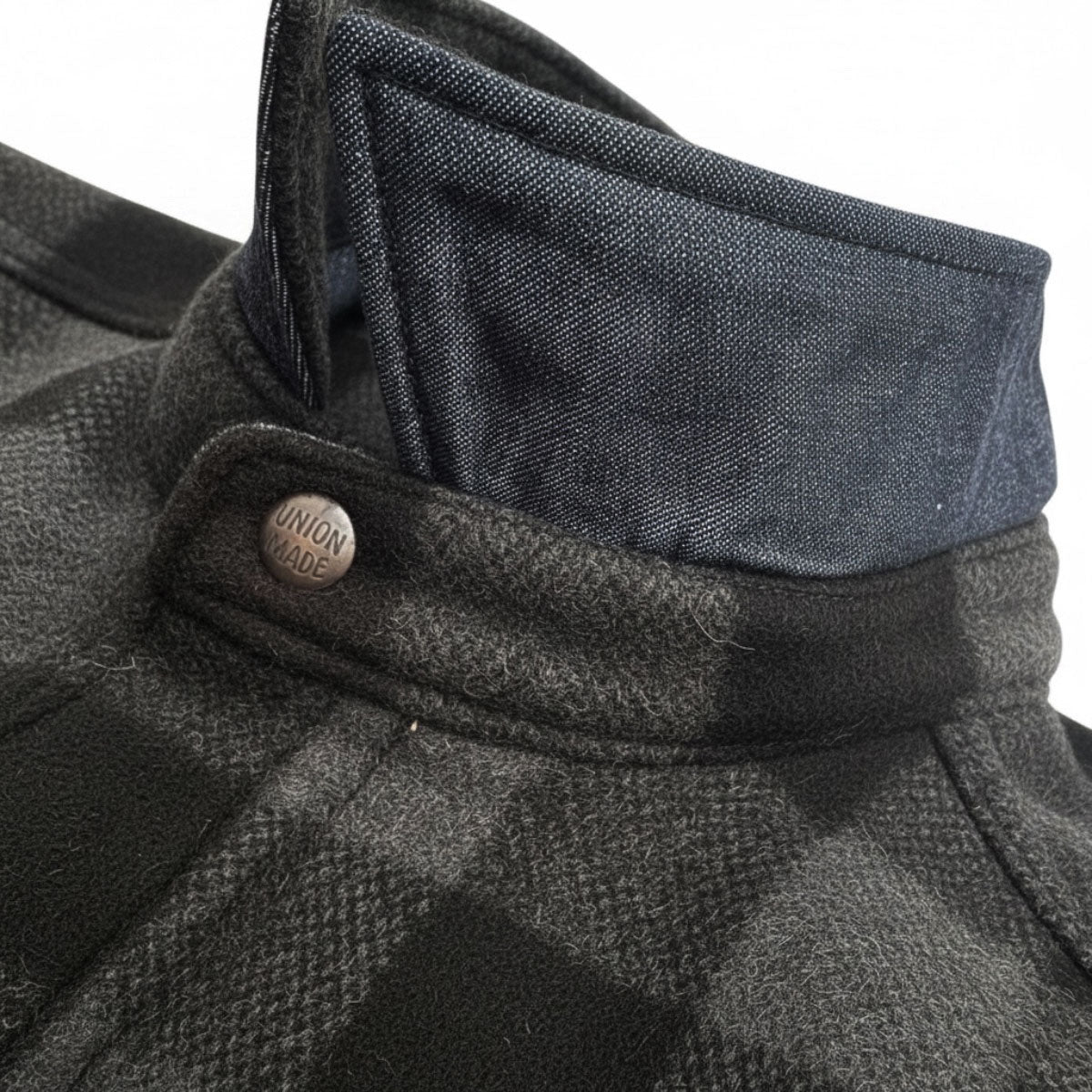 #087 18oz USA Wool Work Shirt Dark Grey and Black 2" Buffalo Check