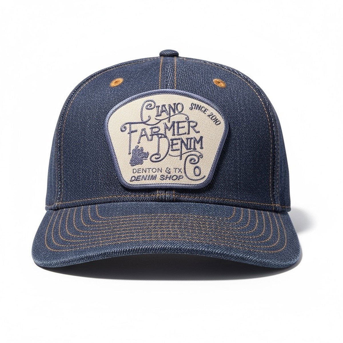 14oz Cone Mills Denim Snapback HAT CFDCo Fisherman Patch - Mid Crown