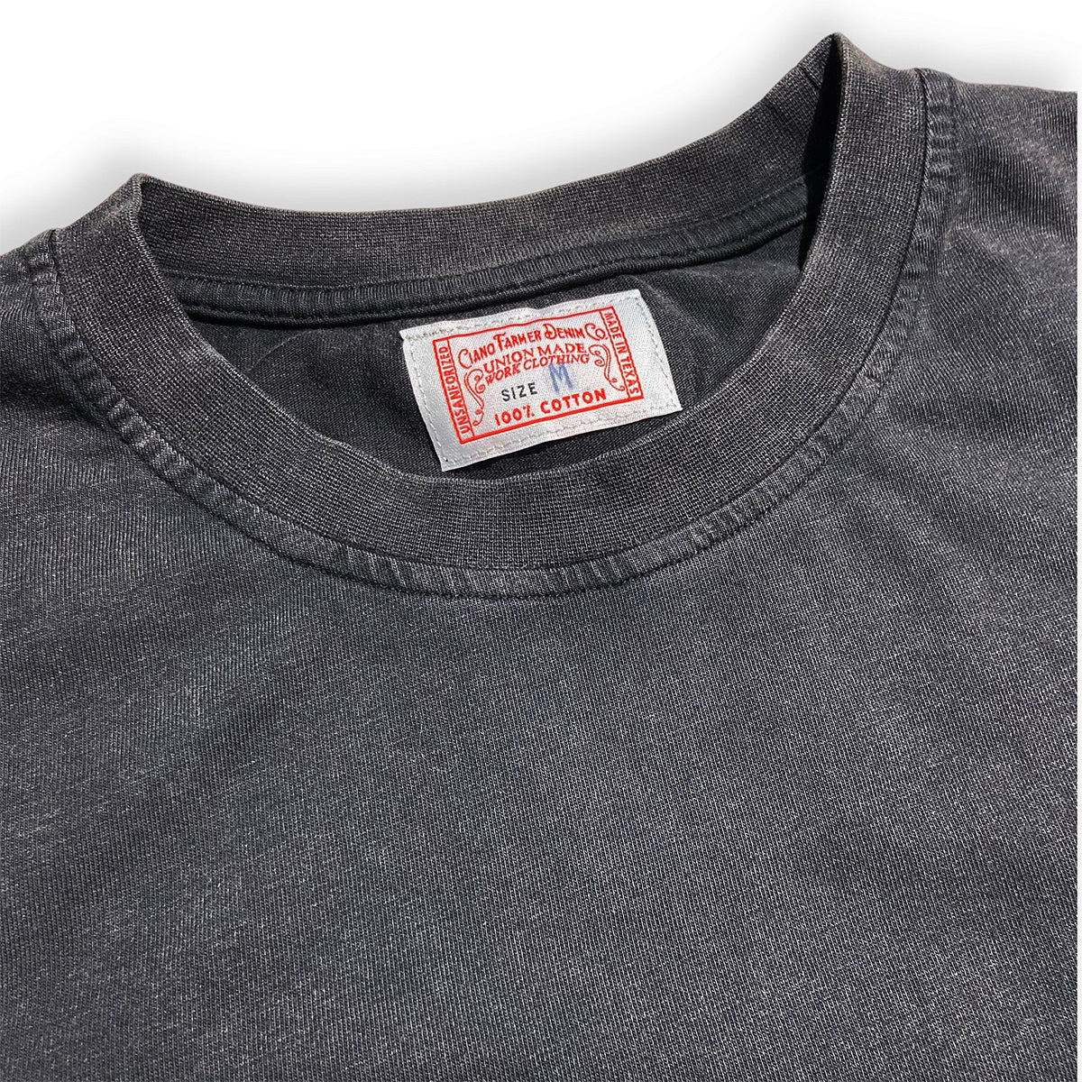 8.4oz TEXAS MADE "HEAVY ORGANIC" Crew Neck Vintage Black " Sun Bleached"