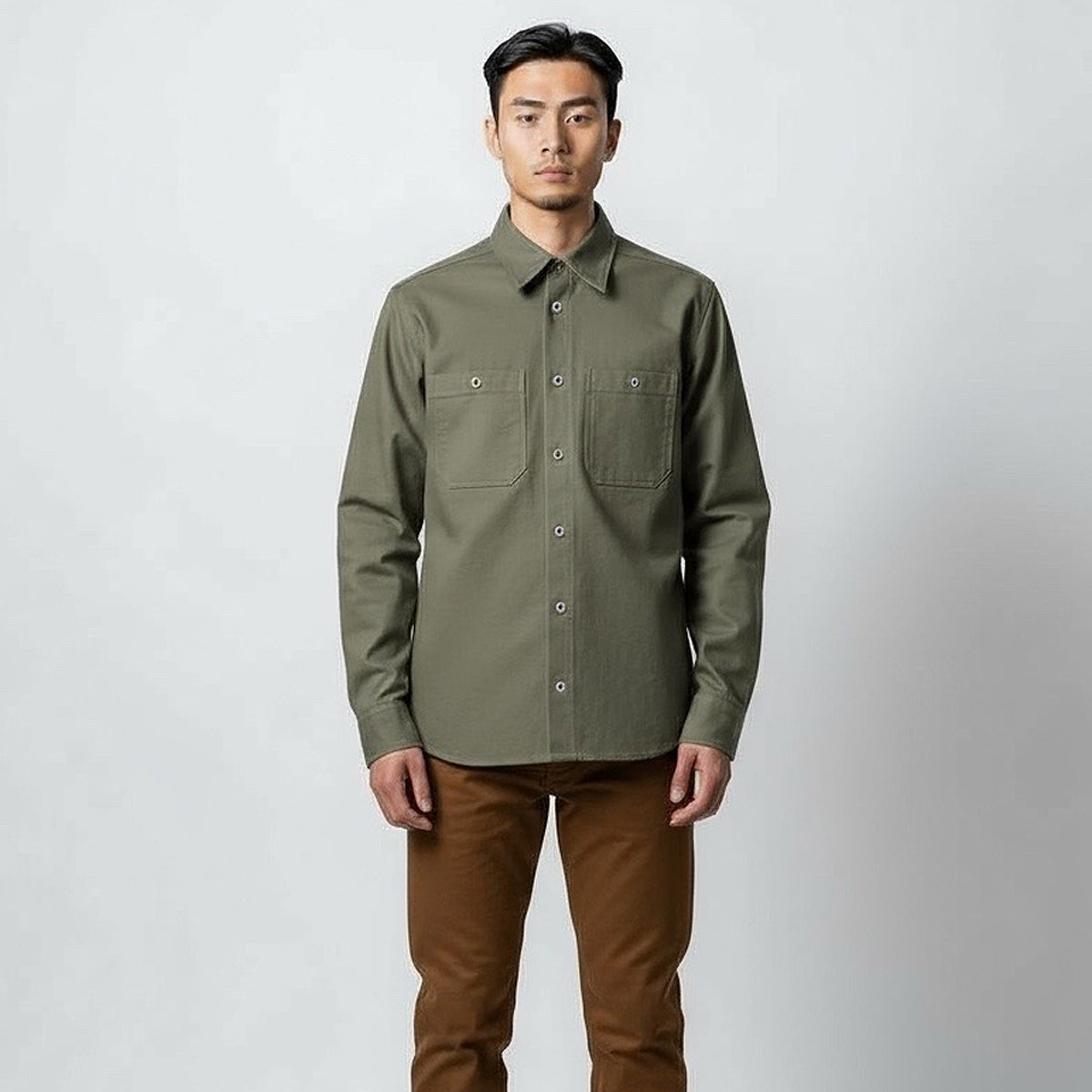 #133 12oz USA Duck Canvas Work Shirt Moss Green