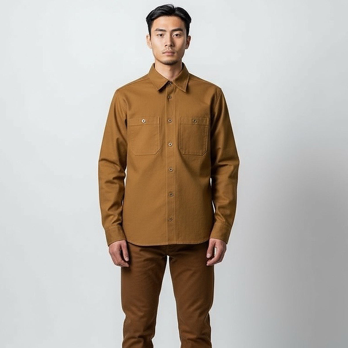 #133 12oz USA Duck Canvas Work Shirt Ochre Brown