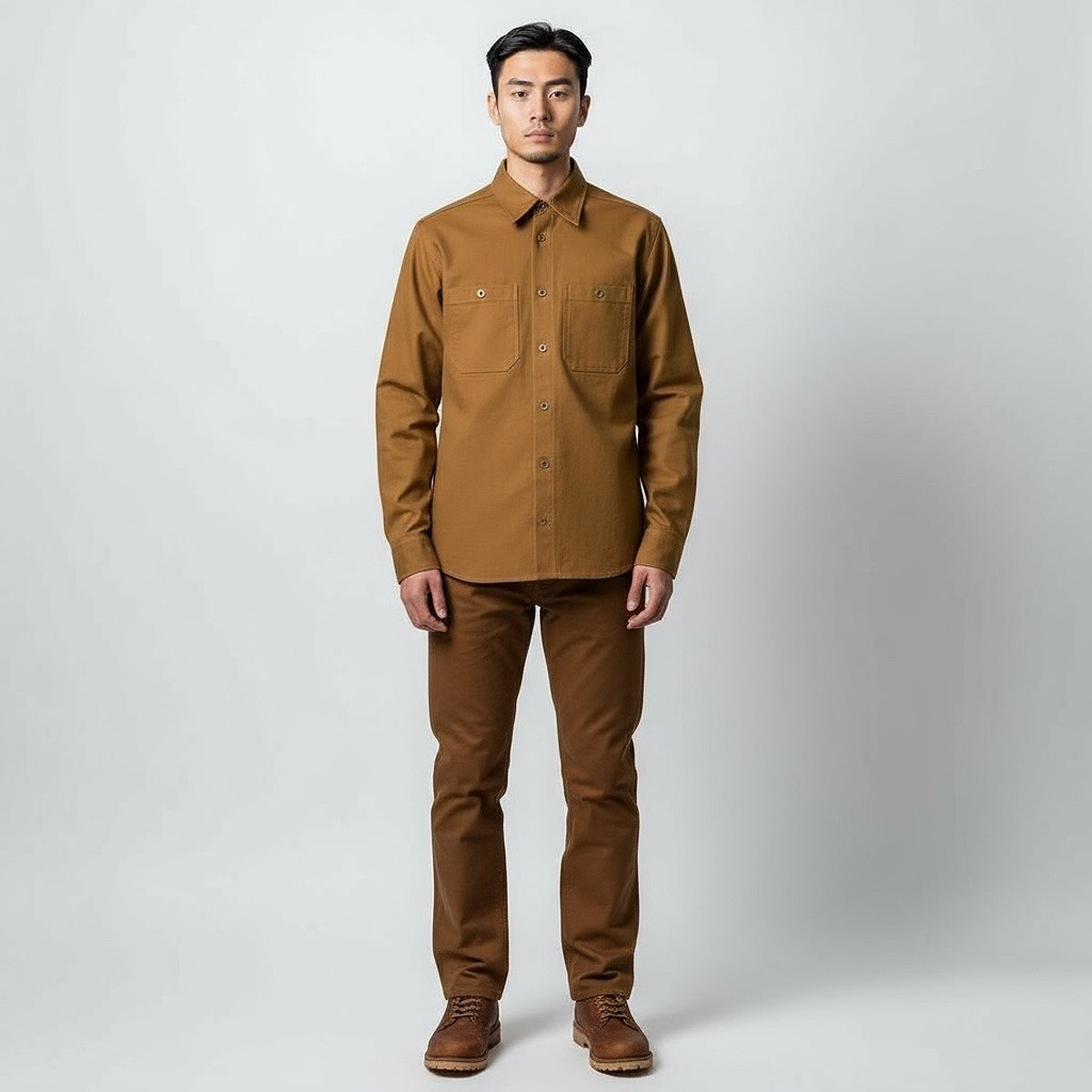 #133 12oz USA Duck Canvas Work Shirt Ochre Brown