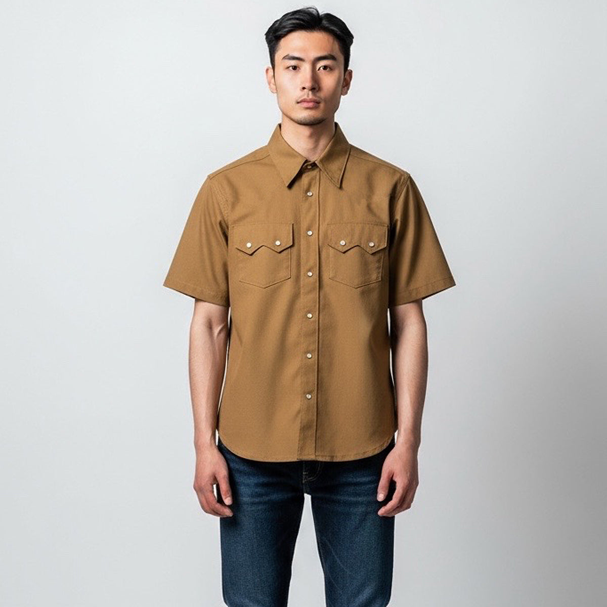 #131 10oz Duck Canvas Ochre BROWN Saw Tooth Work Shirt Short Sleeve (OPSTK)