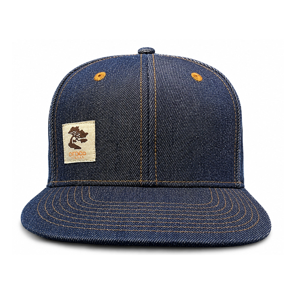 14oz Cone Mills Denim Snapback HAT CFDCo Workman Label - Mid Crown