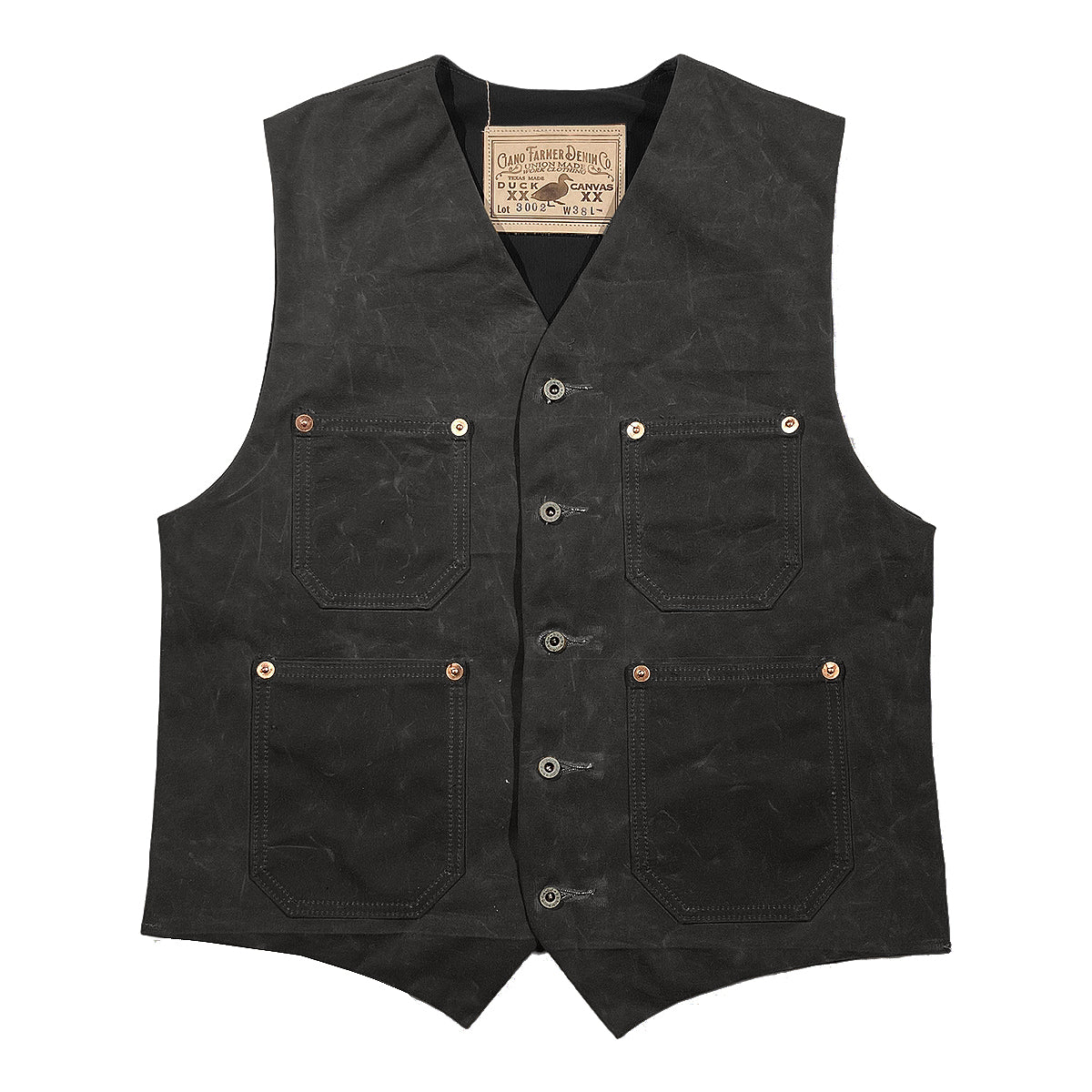 #3002 15oz Wax Duck Canvas Waistcoat Black TYPE IH [ ICHIRO HACHIYA ]