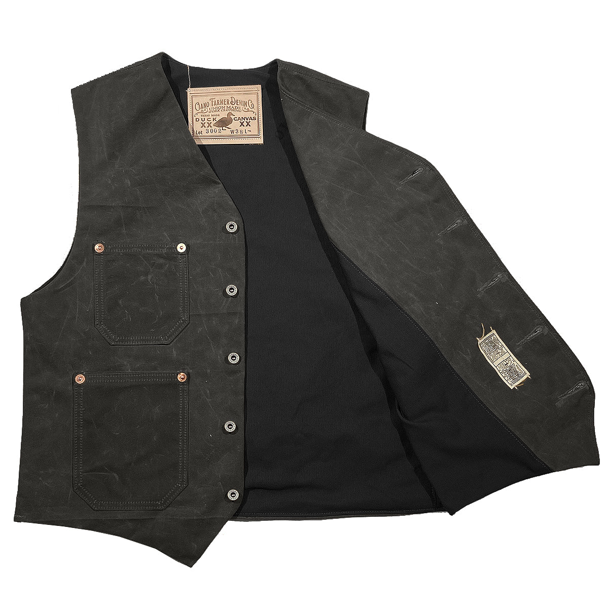 #3002 15oz Wax Duck Canvas Waistcoat Black TYPE IH [ ICHIRO HACHIYA ]