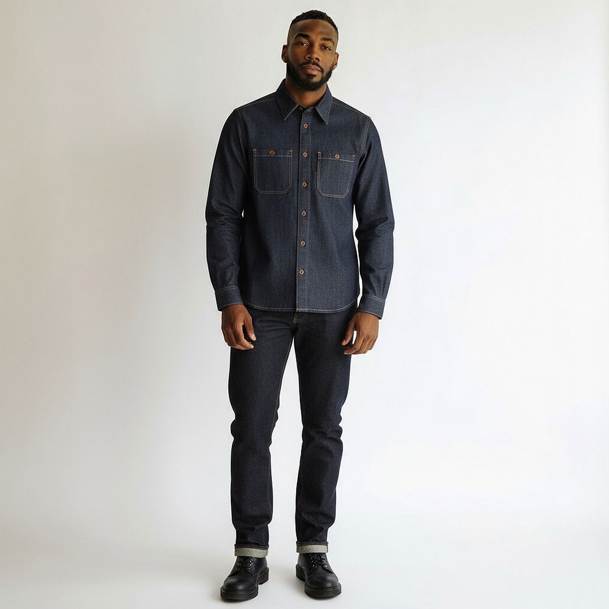 #186 "Experimenta1" 13.5oz Cone Mills Indigo Selvage Work Shirt (OPSTK)
