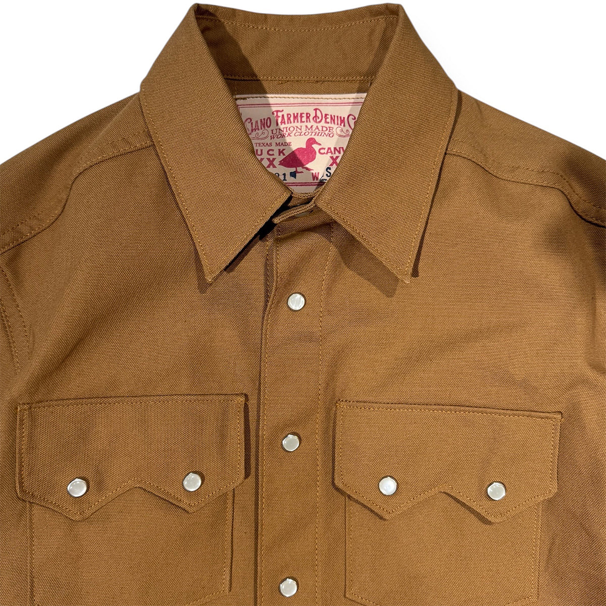#131 10oz Duck Canvas Ochre BROWN Saw Tooth Work Shirt Short Sleeve (OPSTK)