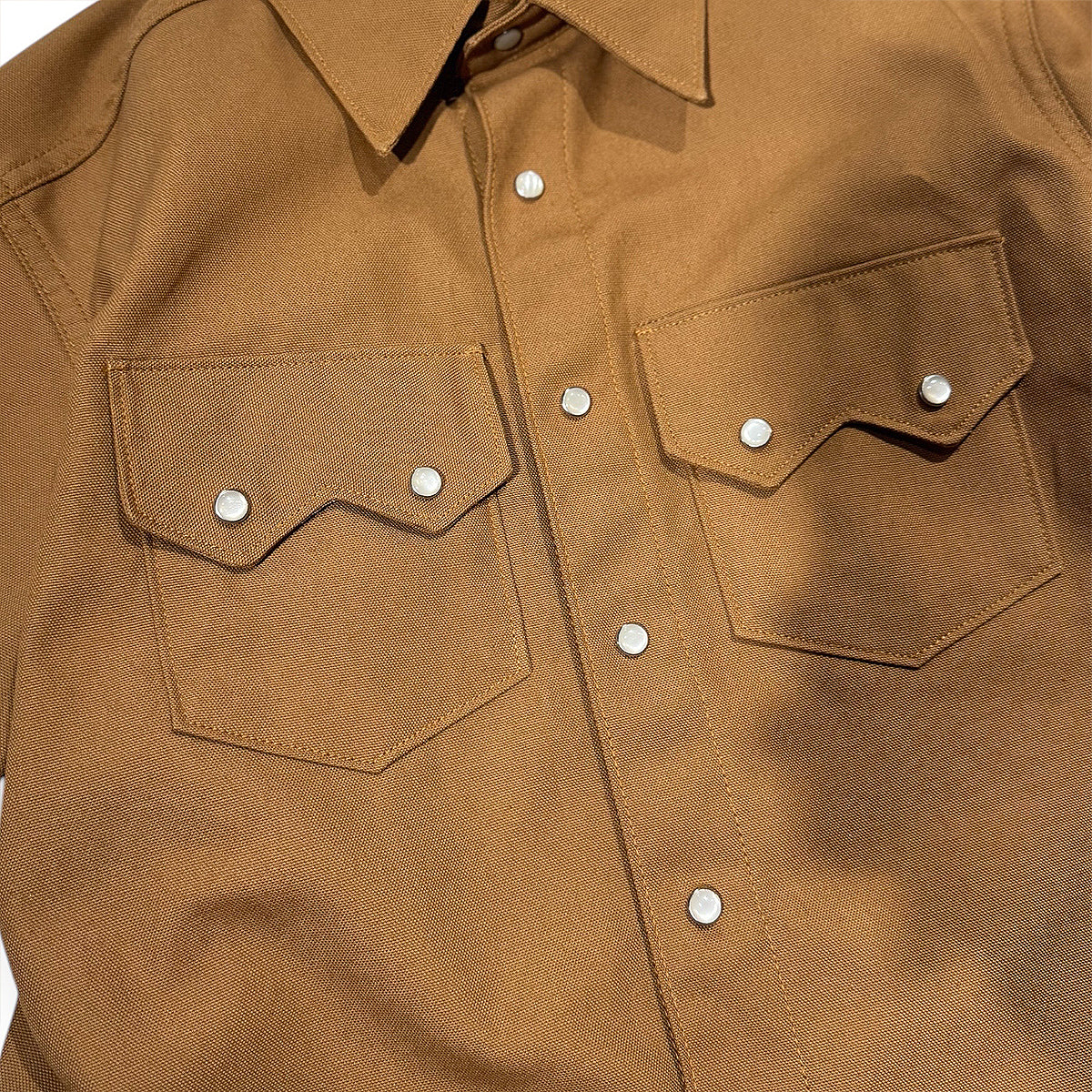 #131 10oz Duck Canvas Ochre BROWN Saw Tooth Work Shirt Short Sleeve (OPSTK)