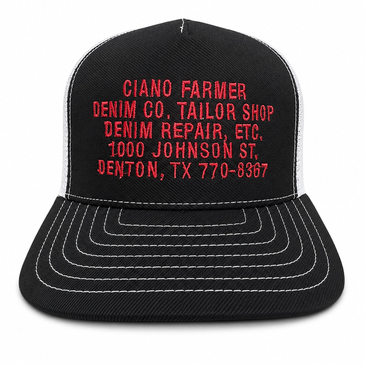 #6501 Japanese Double Black Denim/Mesh Snapback CFDCo AD HAT 5 Panel- Mid Crown