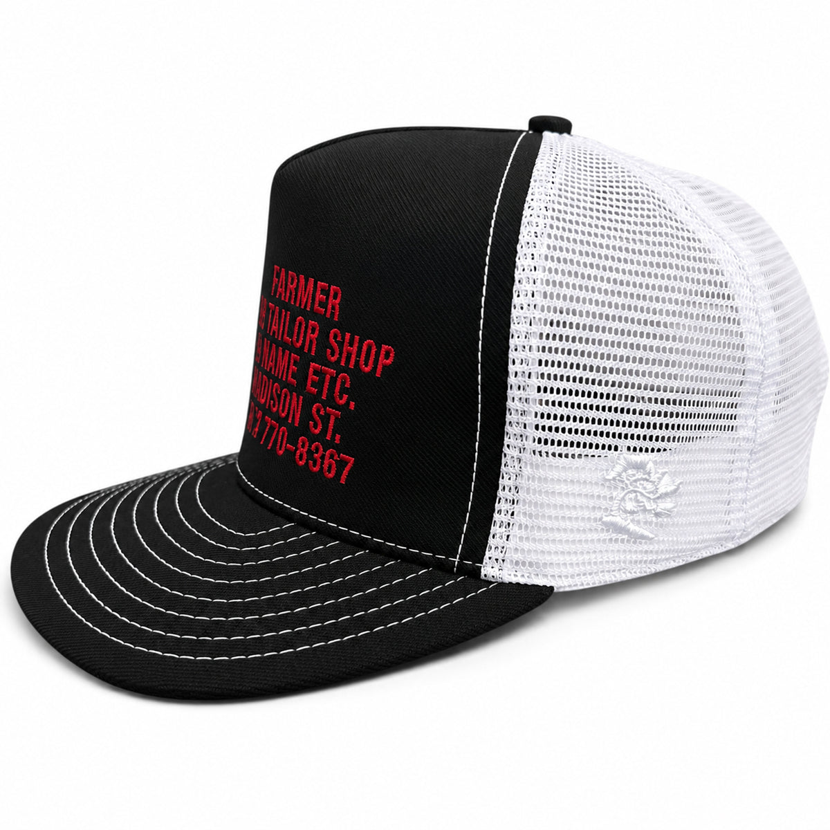 #6501 Japanese Double Black Denim/Mesh Snapback CFDCo AD HAT 5 Panel- Mid Crown
