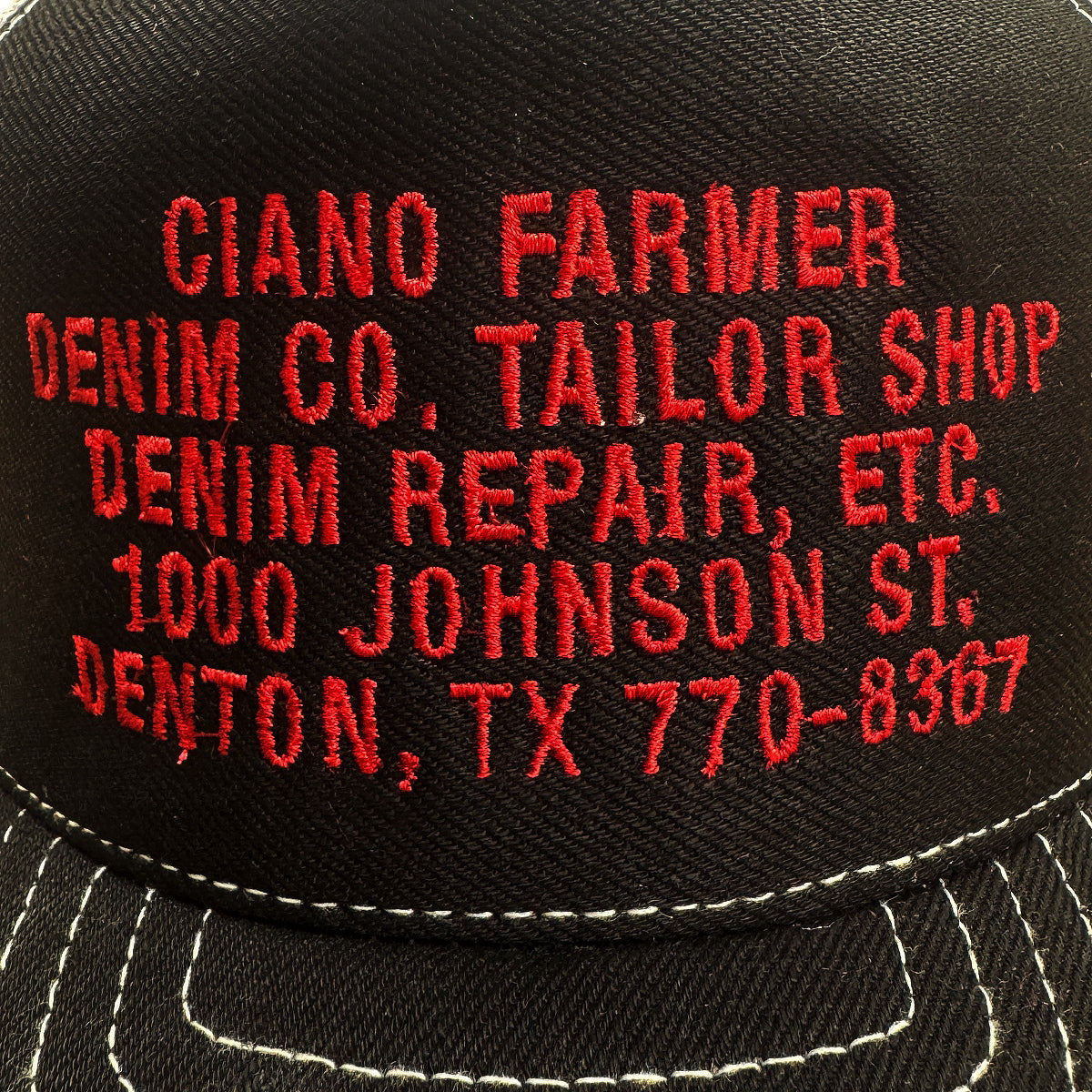 #6501 Japanese Double Black Denim/Mesh Snapback CFDCo AD HAT 5 Panel- Mid Crown