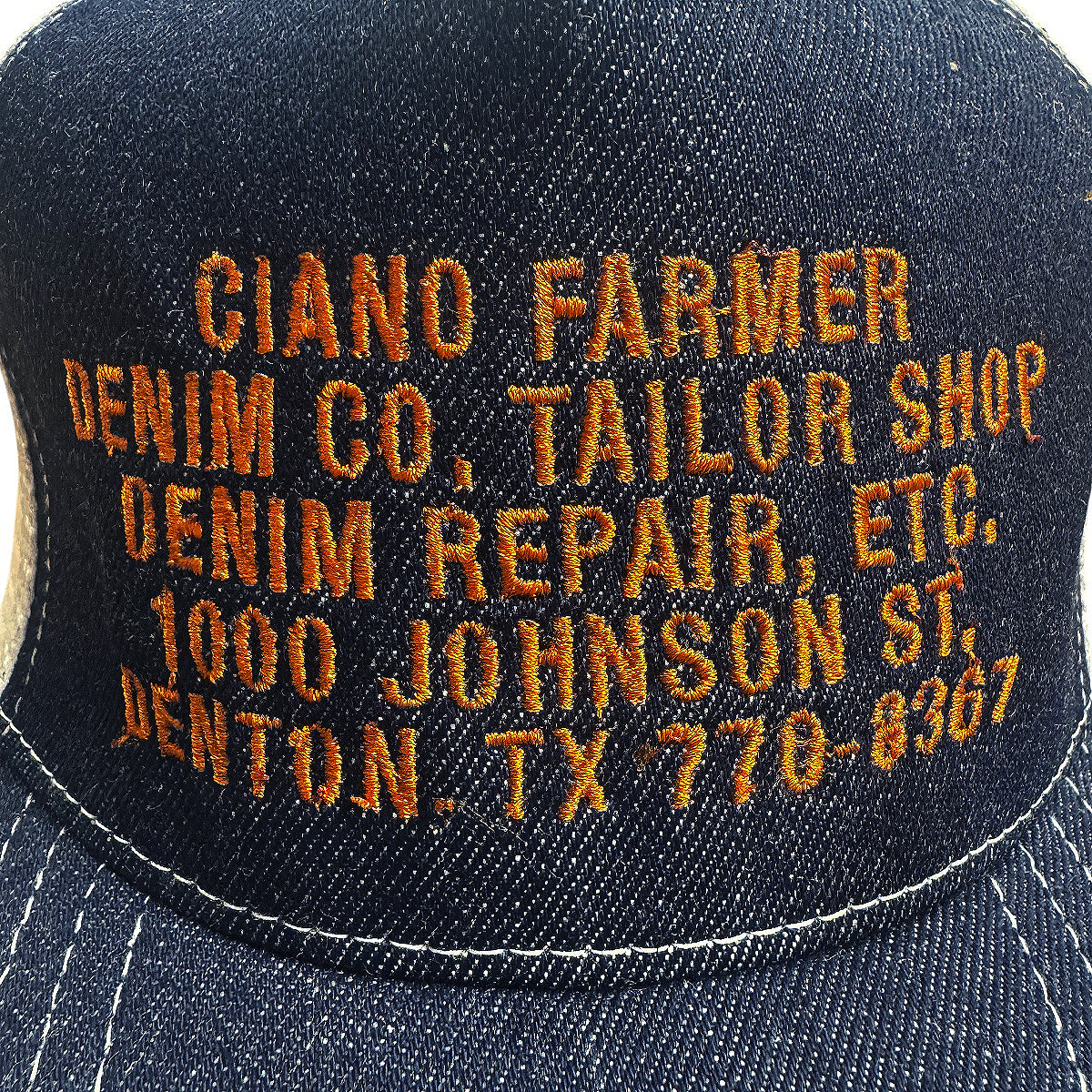 #080 Cone Mills Denim/Mesh Snapback CFDCo AD HAT 5 Panel - Mid Crown