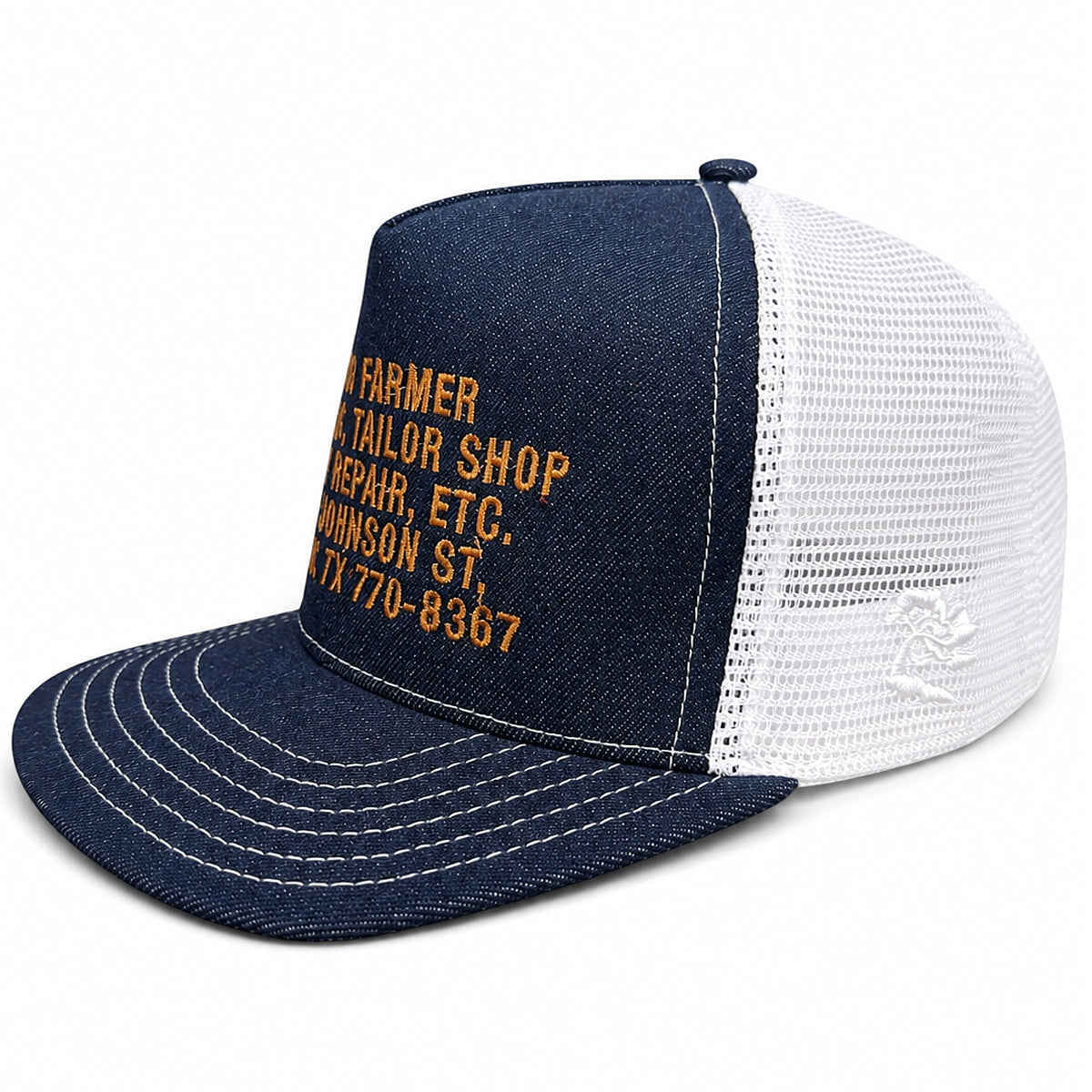#080 Cone Mills Denim/Mesh Snapback CFDCo AD HAT 5 Panel - Mid Crown