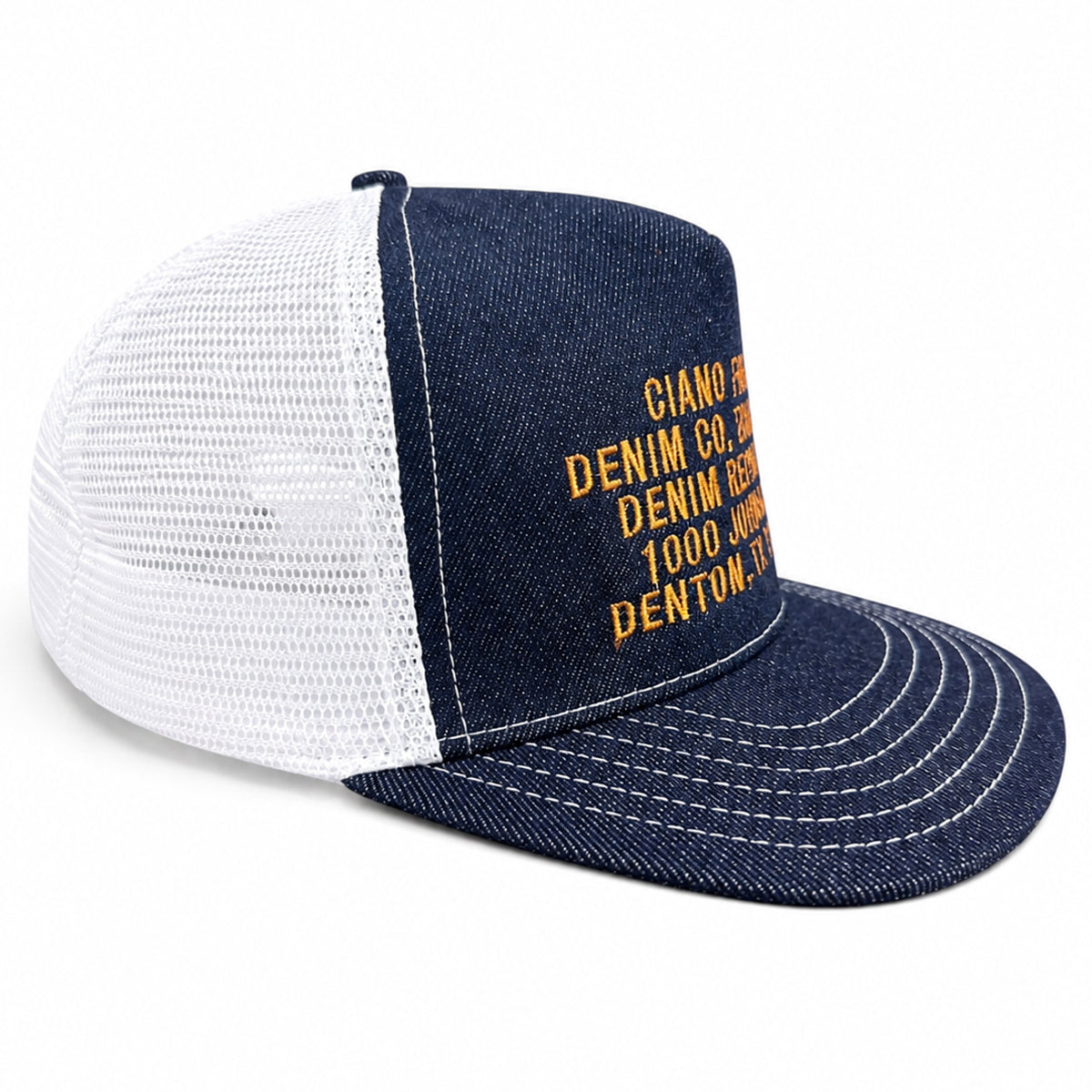 #080 Cone Mills Denim/Mesh Snapback CFDCo AD HAT 5 Panel - Mid Crown