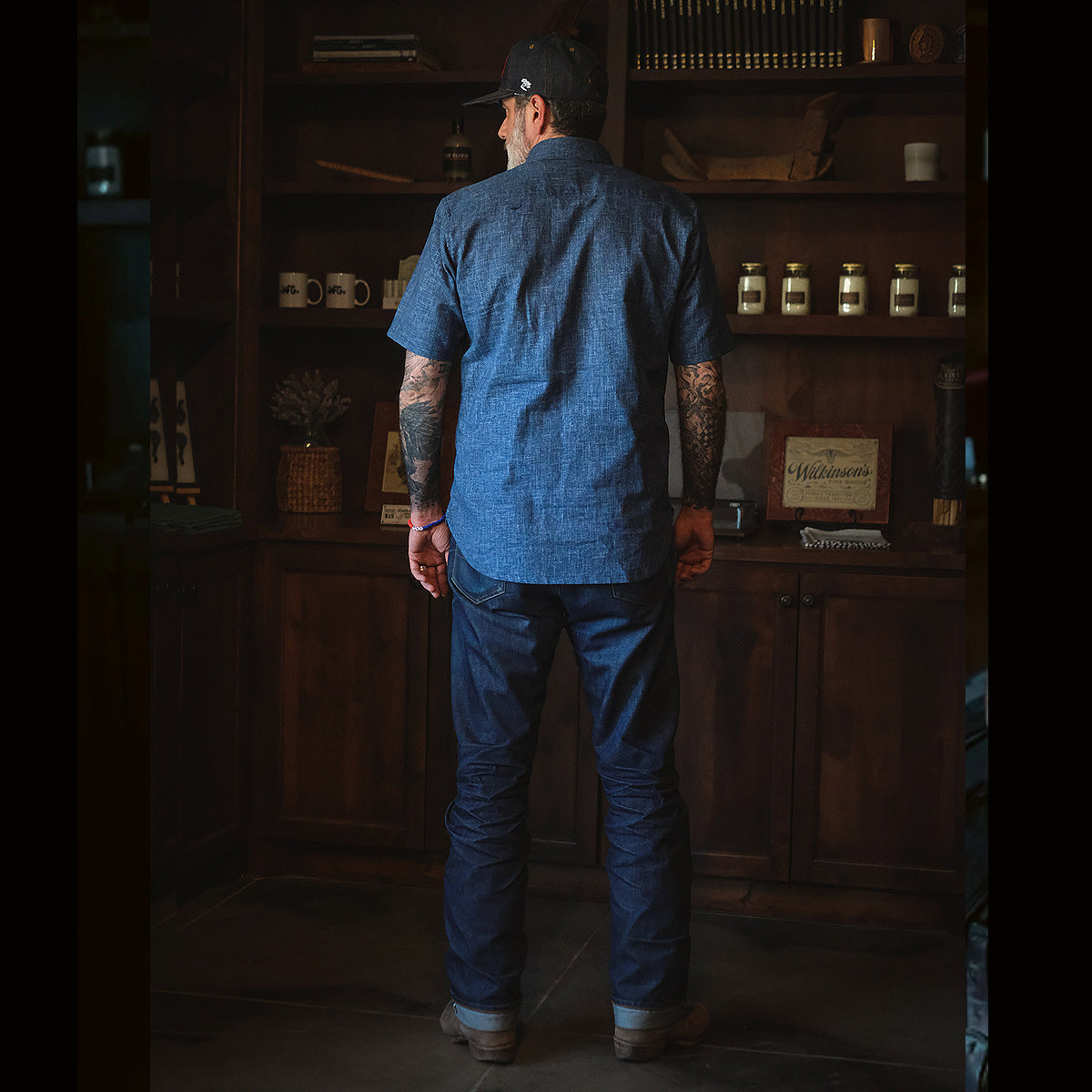 #1330 6oz Japanese Cross Hatch Blue Saw Tooth Work Shirt (OPSTK)