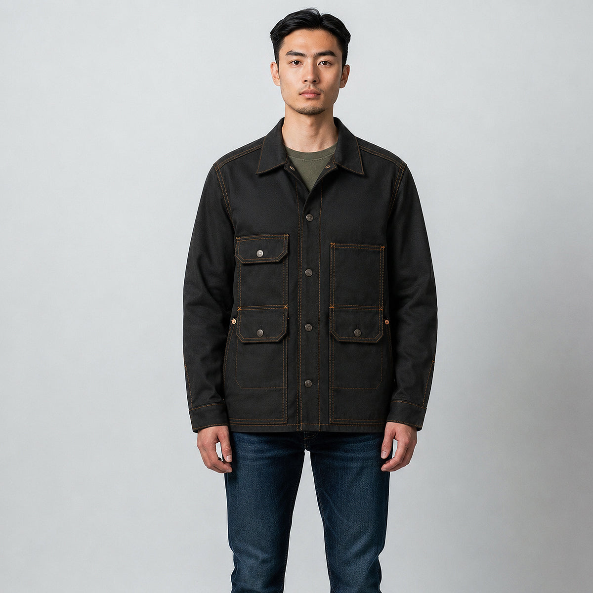 #133 12oz Duck Canvas Barbary Core Coat Olive