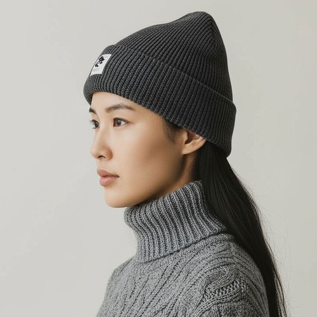 Heather Grey Cashmere Merino Wool Beanie