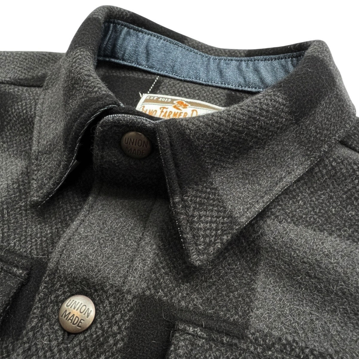 #087 18oz USA Wool Work Shirt Dark Grey and Black 2" Buffalo Check