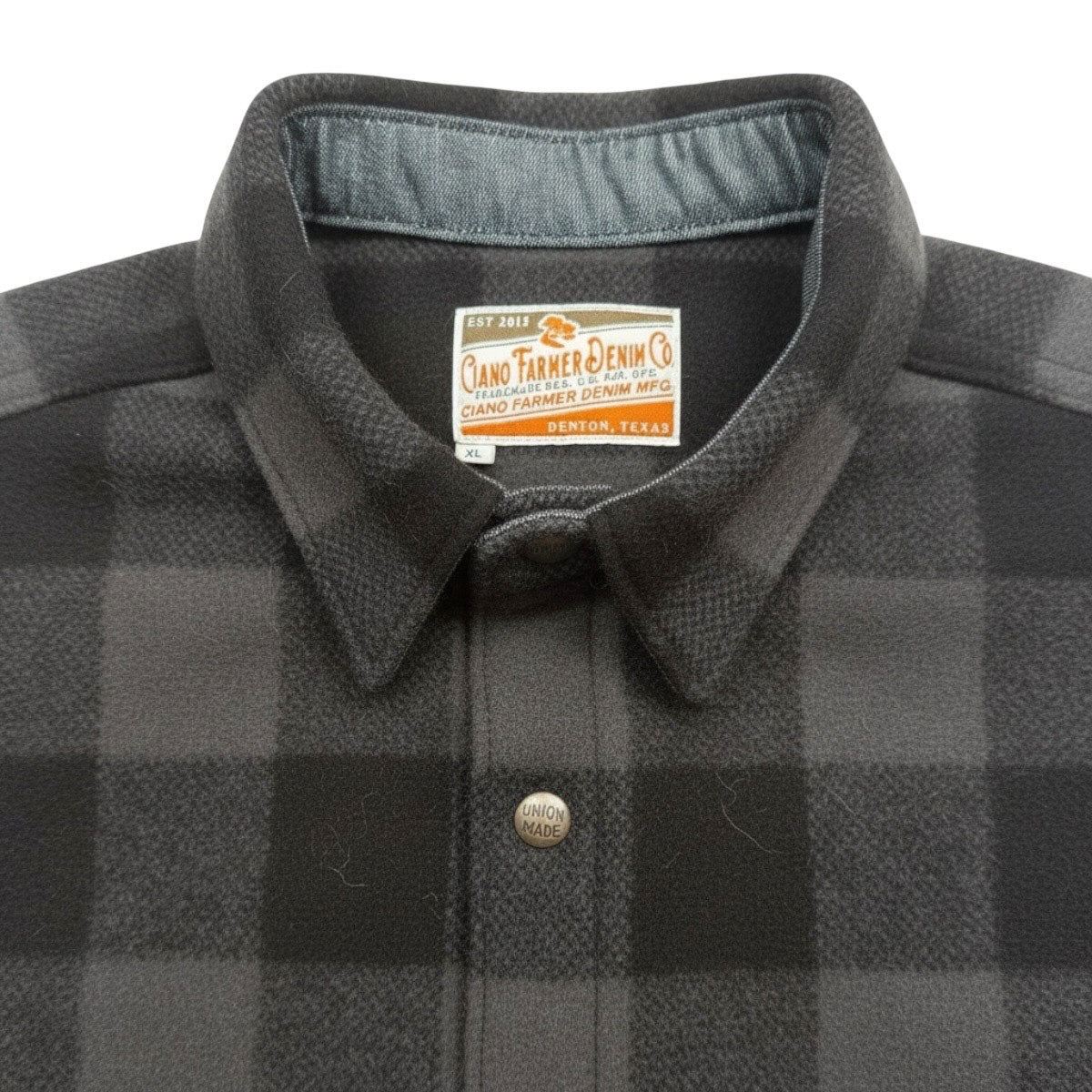 #087 18oz USA Wool Work Shirt Dark Grey and Black 2" Buffalo Check
