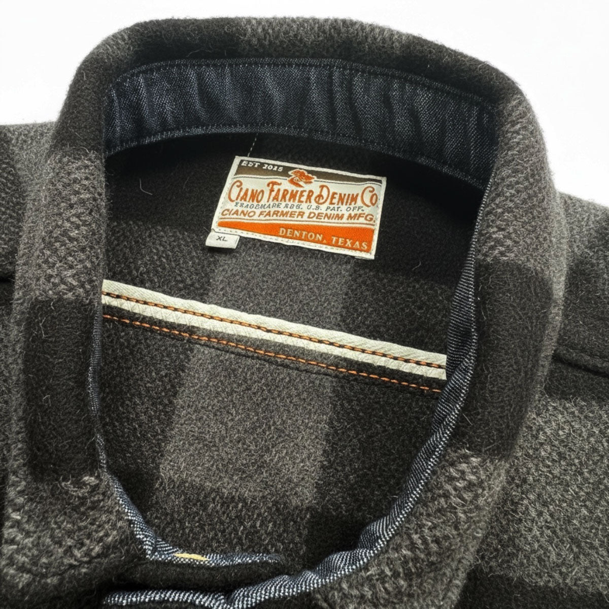 #087 18oz USA Wool Work Shirt Dark Grey and Black 2" Buffalo Check