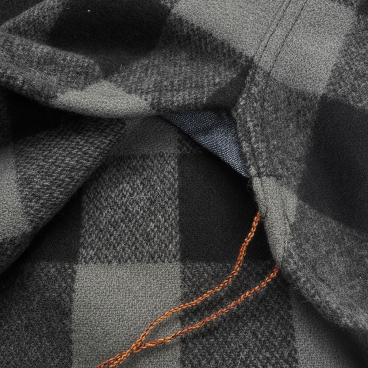 #087 18oz USA Wool Work Shirt Dark Grey and Black 2" Buffalo Check