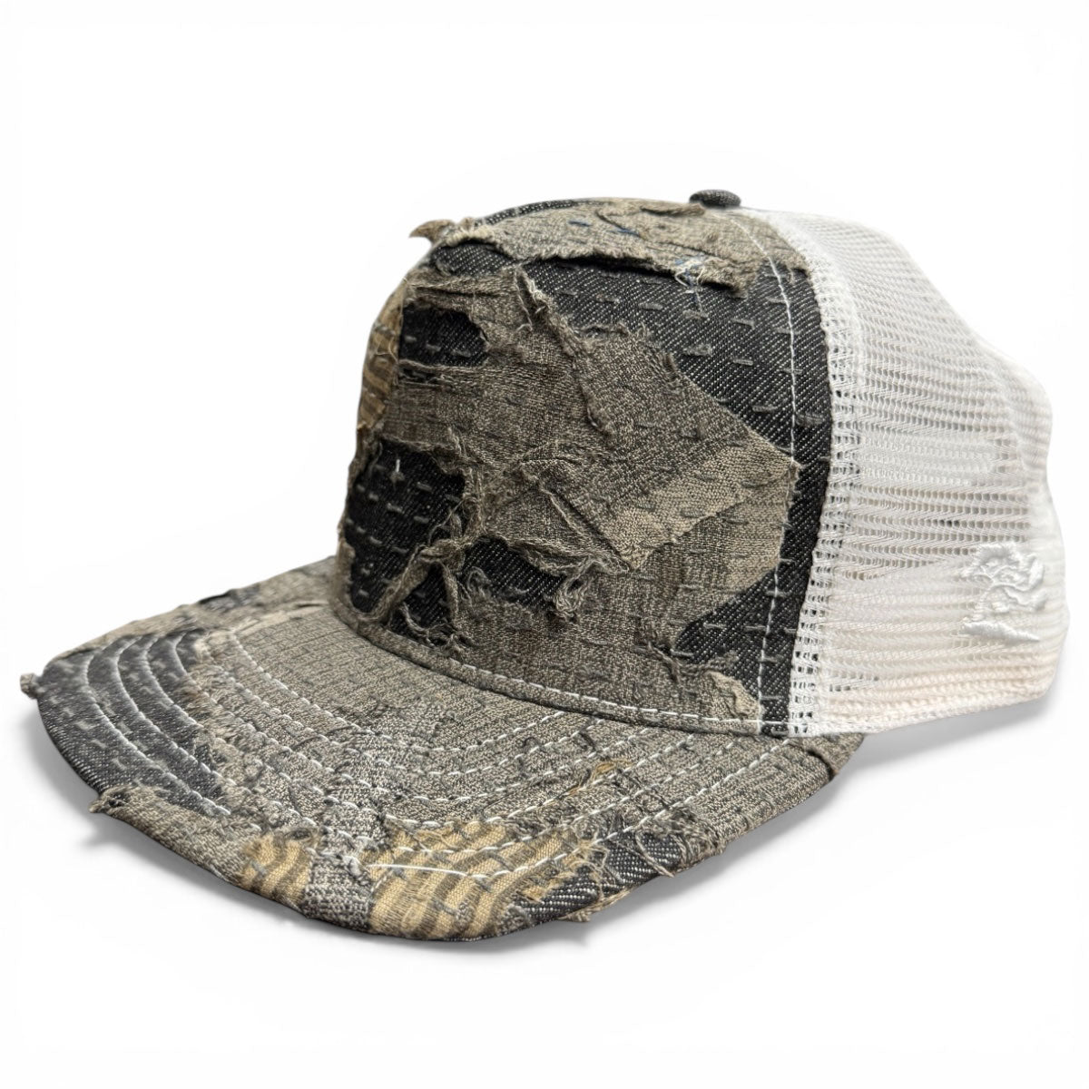 #B0ROBRN Japanese Boro HAT 5 Panel- Mid Crown