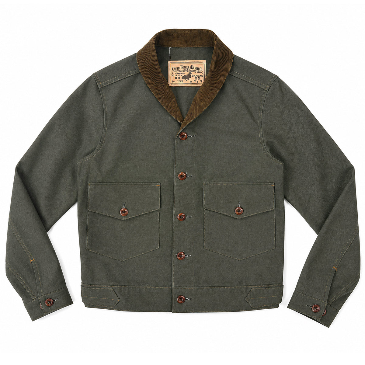 OPSTK #133 12oz Moss Green Duck Canvas 1930's Modify Cossack Jacket "Slim Fit"