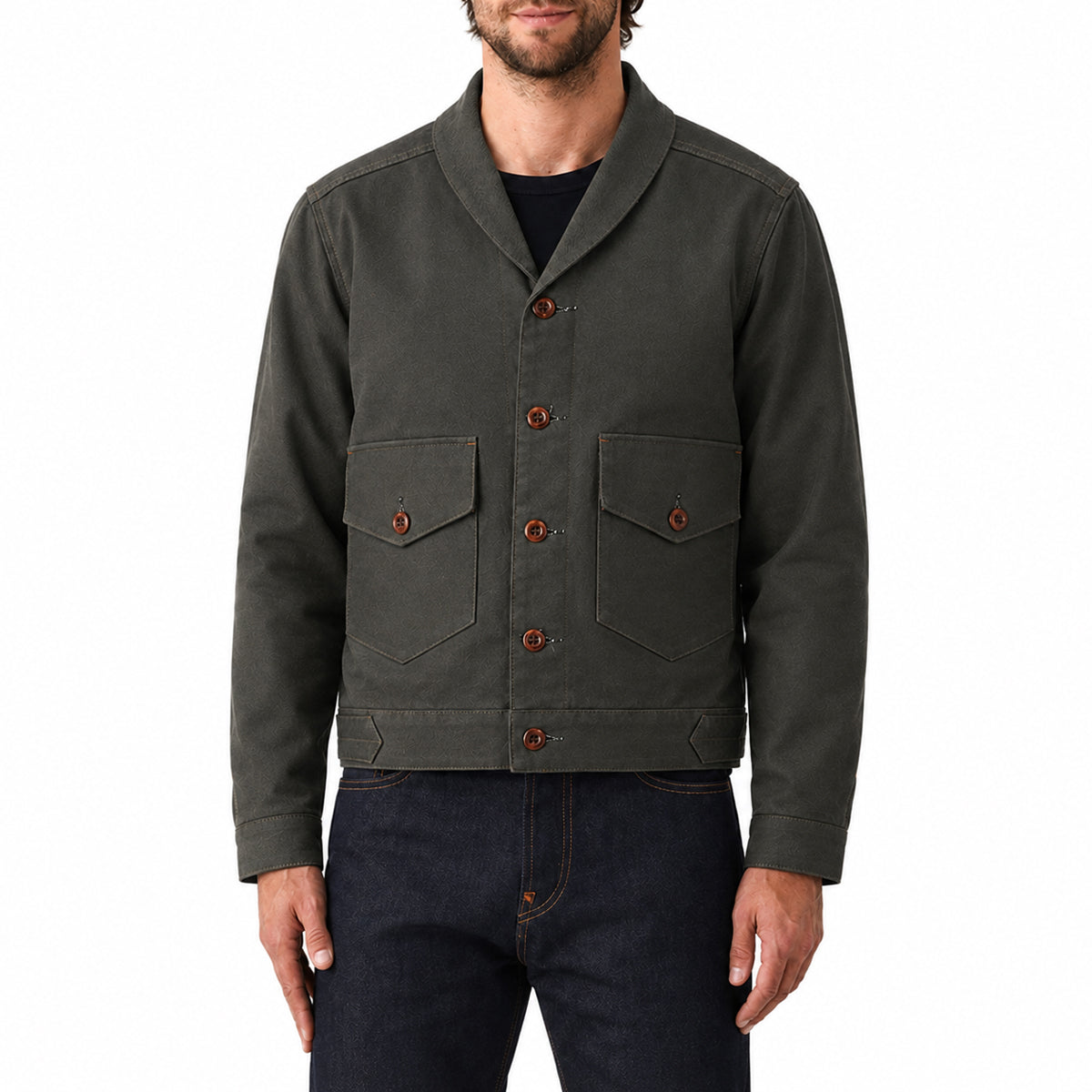 OPSTK #133 12oz Moss Green Duck Canvas 1930's Modify Cossack Jacket "Slim Fit"