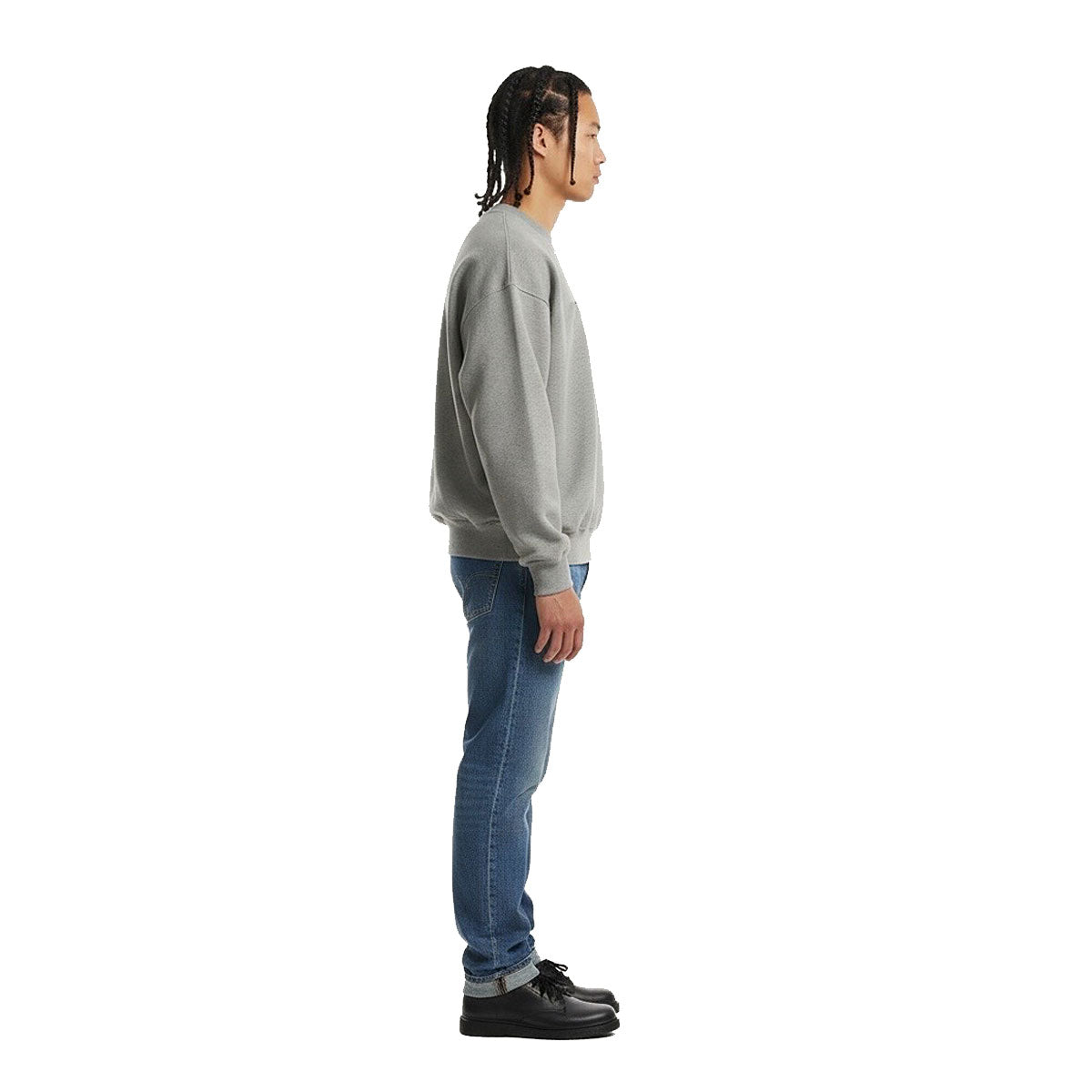 14oz / 470GSM Heavy Weight CREW - 100% ORGANIC Cotton HEATHER GREY French Terry