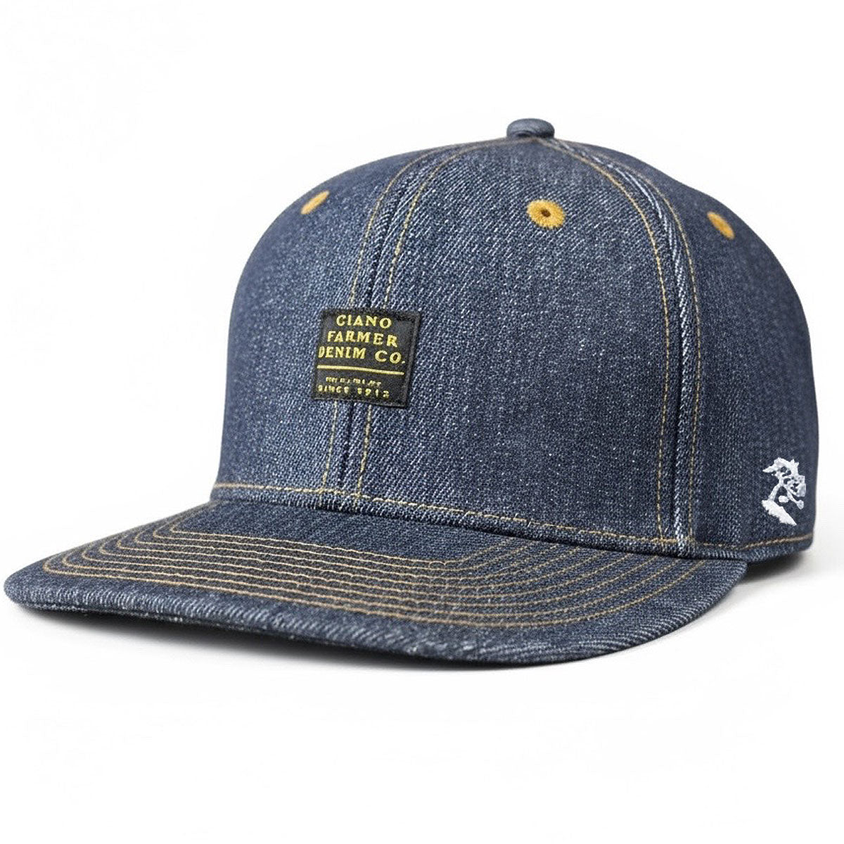 14oz Cone Mills Denim Snapback HAT Mil Spec Label - Mid Crown