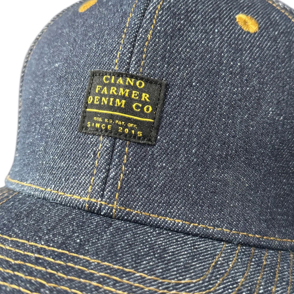 14oz Cone Mills Denim Snapback HAT Mil Spec Label - Mid Crown