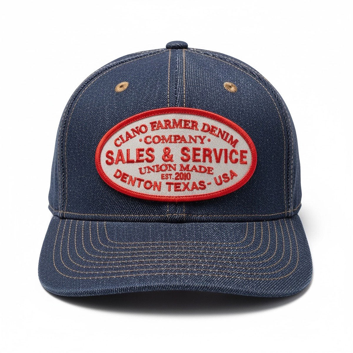 14oz Cone Mills Denim Snapback HAT CFDCo Sales and Service Patch - Mid Crown