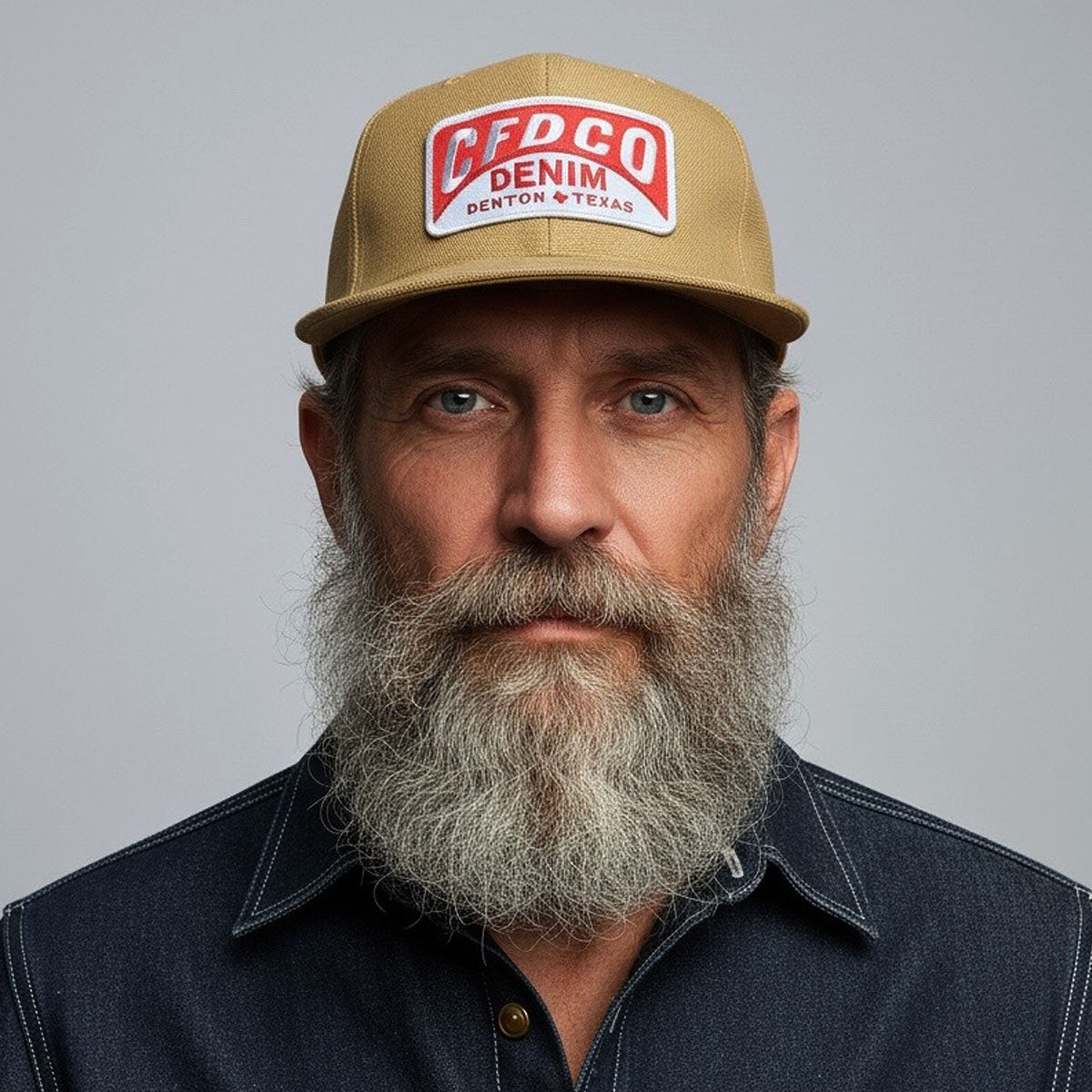 15oz USA Duck Canvas LITE OCHRE Snapback HAT CFDCo Garage Patch - Mid Crown