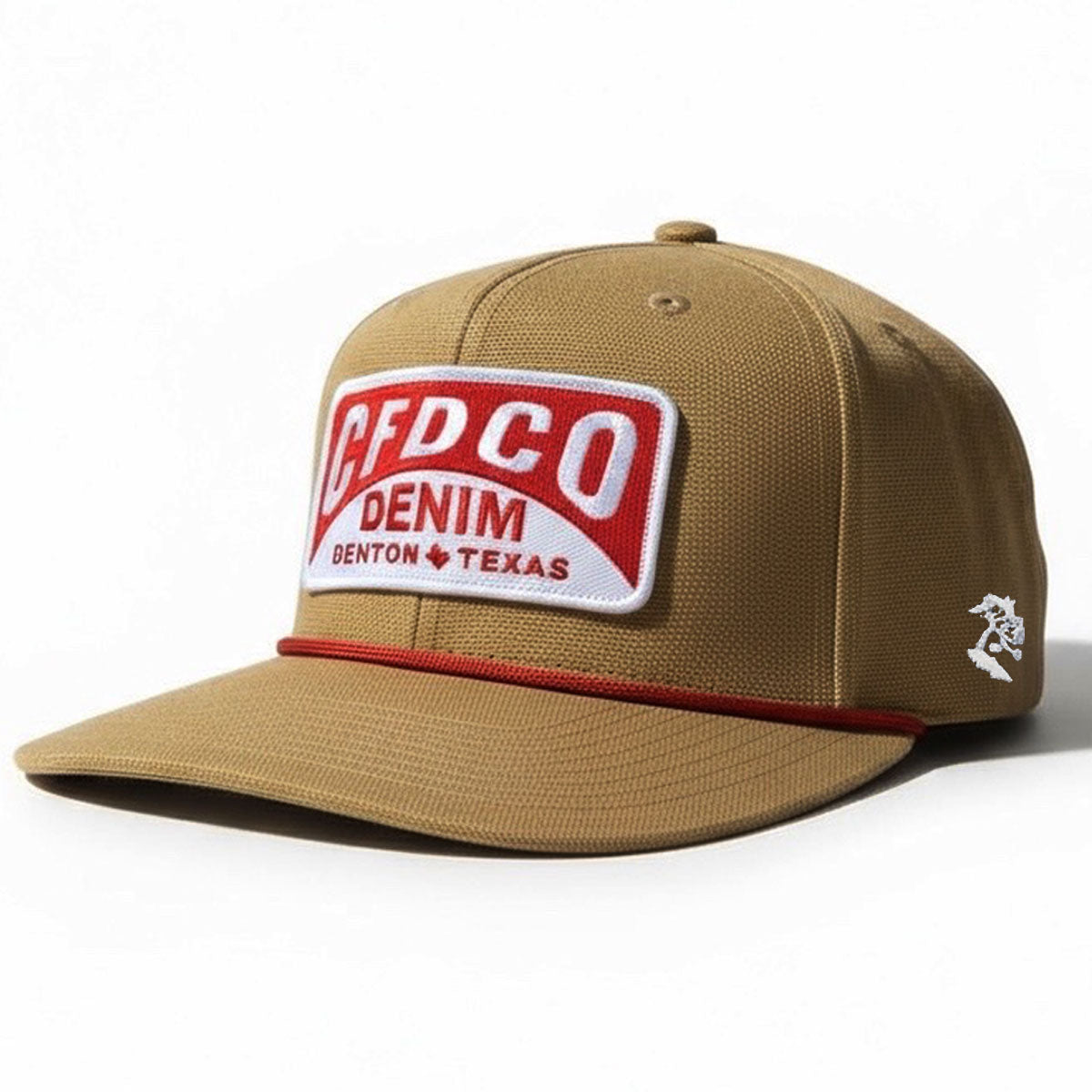 15oz USA Duck Canvas LITE OCHRE Snapback HAT CFDCo Garage Patch - Mid Crown