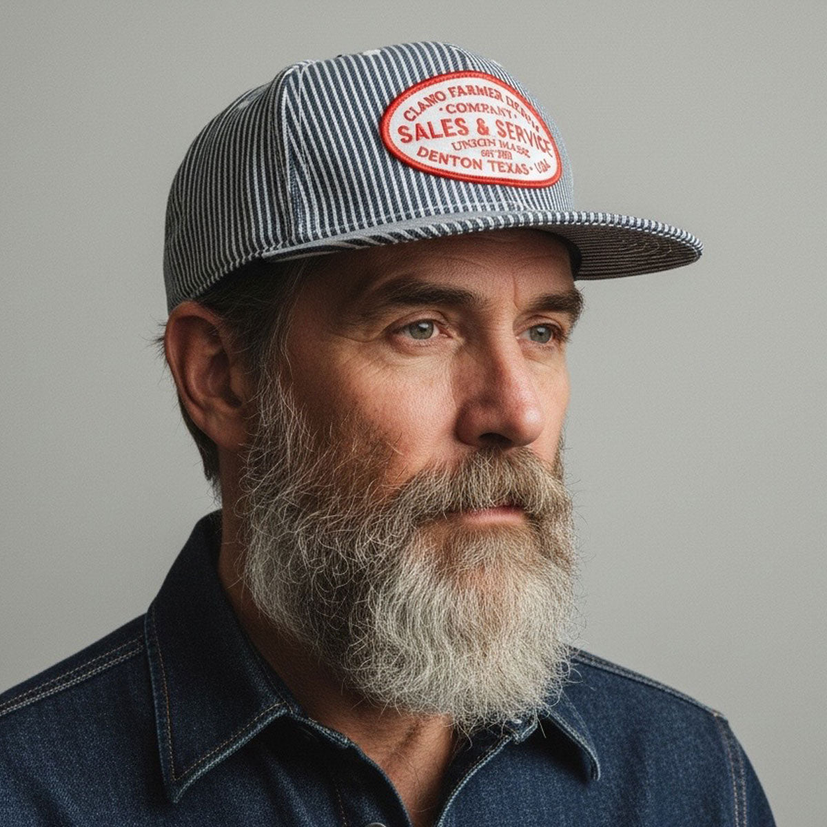 #HIC 10oz MV Mills Hickory Snapback Sales and Service Patch HAT-Mid Crown