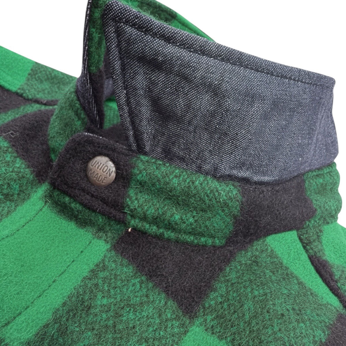 #045 18oz USA Wool Work Shirt Kelly Green and Black 2" Buffalo Check