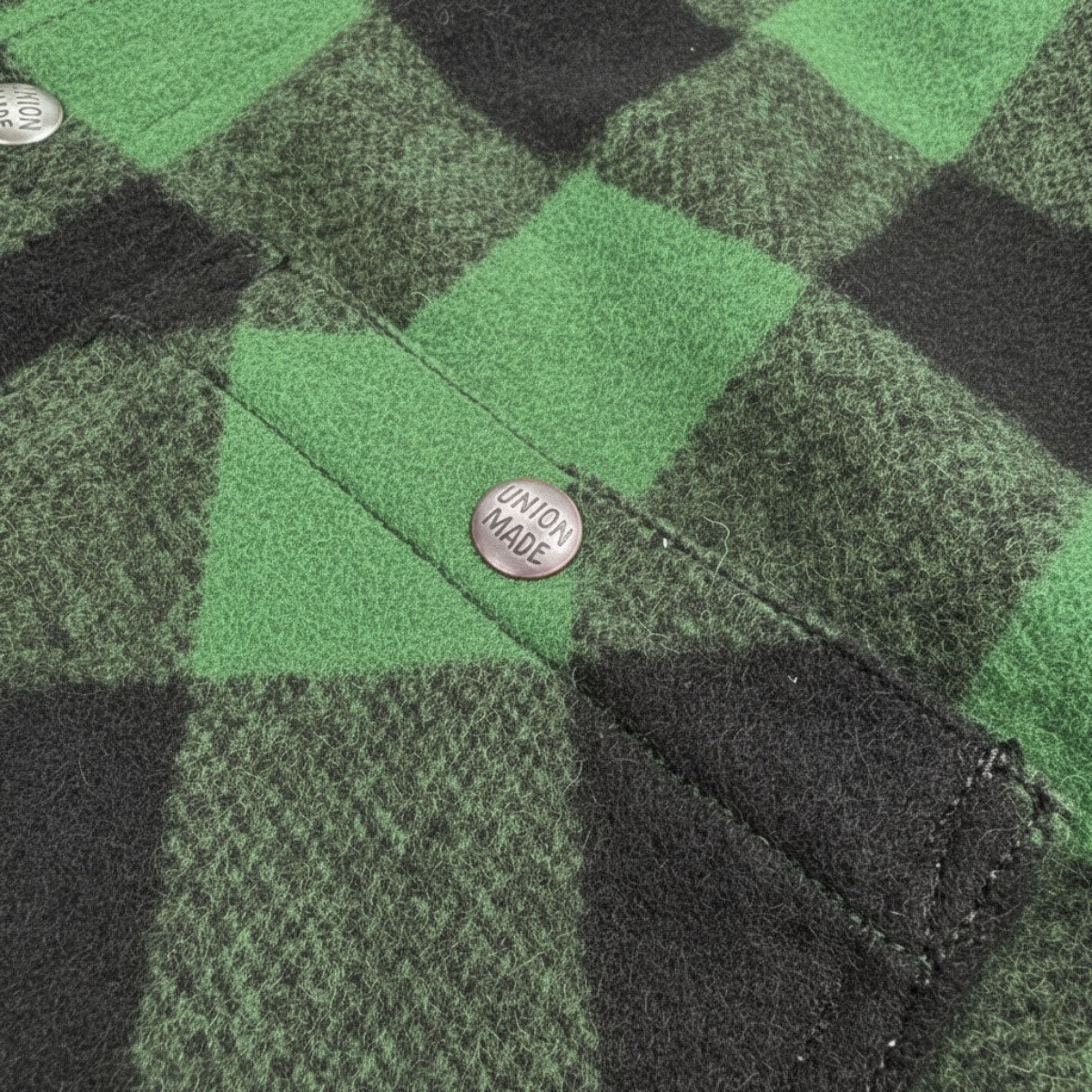 #045 18oz USA Wool Work Shirt Kelly Green and Black 2" Buffalo Check
