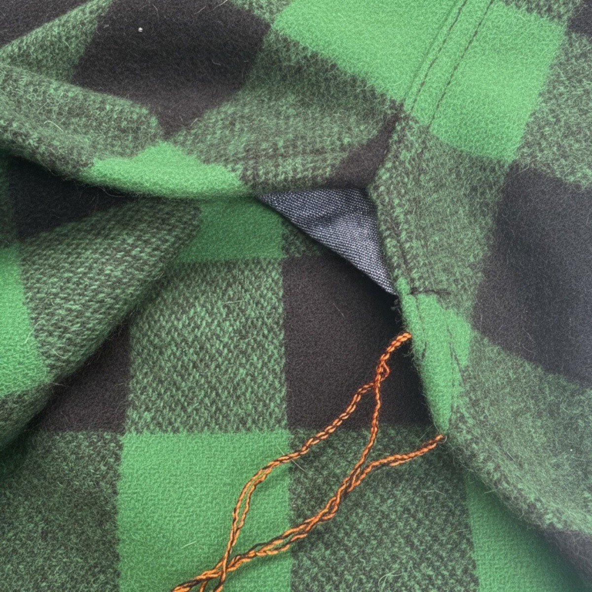 #045 18oz USA Wool Work Shirt Kelly Green and Black 2" Buffalo Check