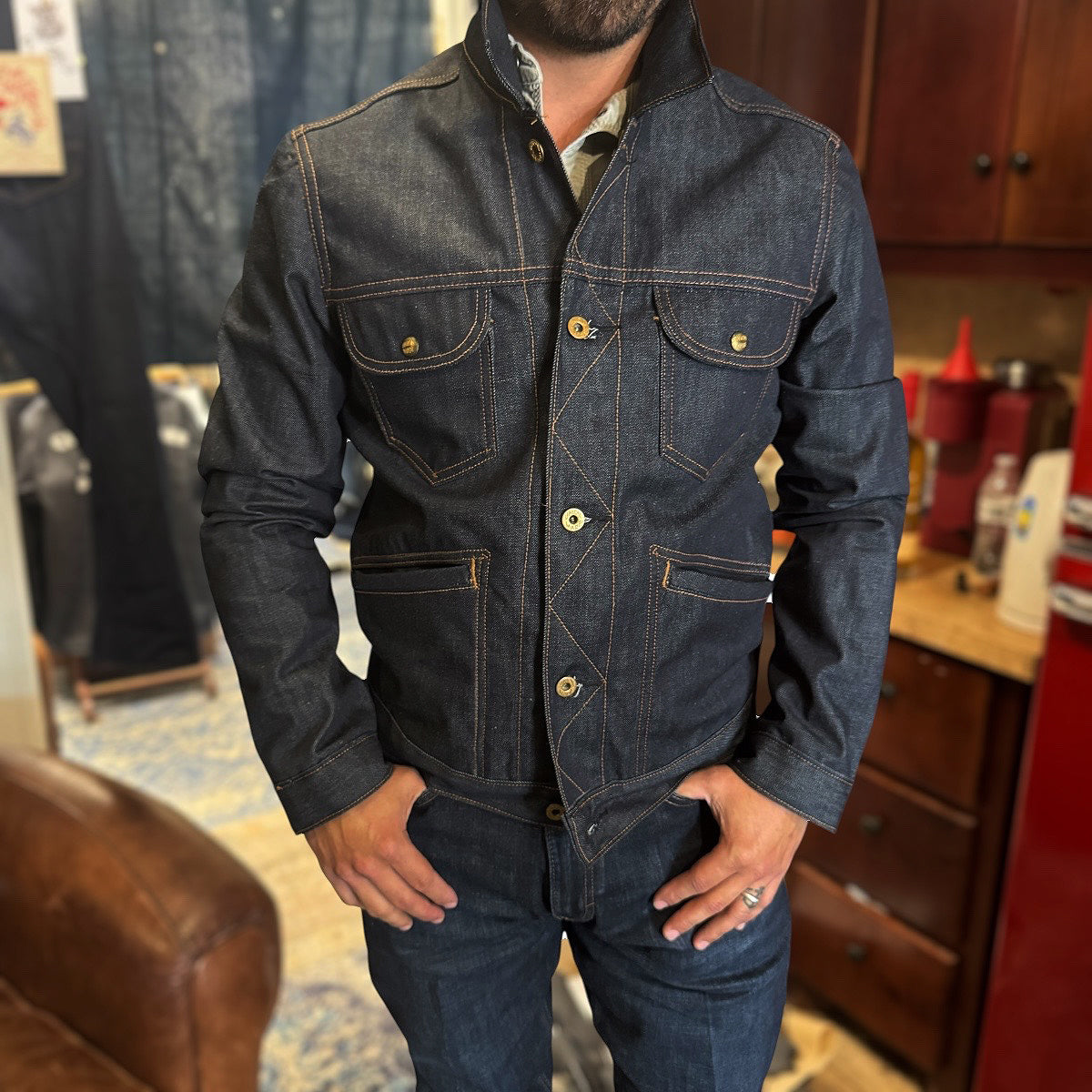 #901 13.5oz Cone Mills Selvage Denim Britton-Mason Farm Jacket