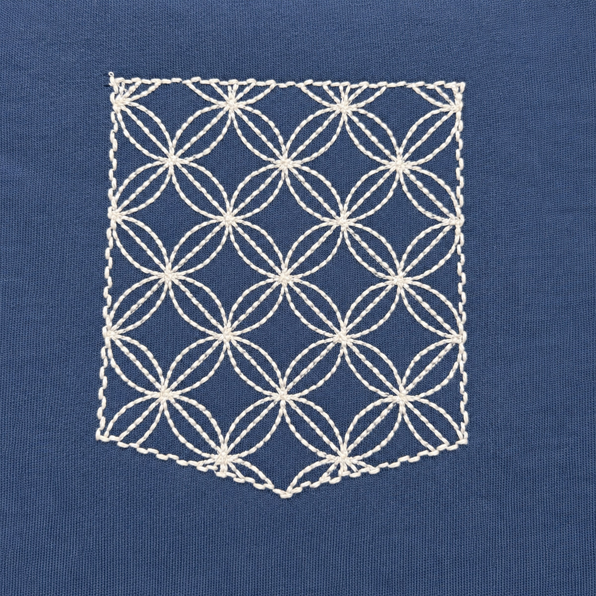 8.4oz TEXAS MADE "HEAVY ORGANIC" Crew Neck Indigo Sashiko Mock Pocket