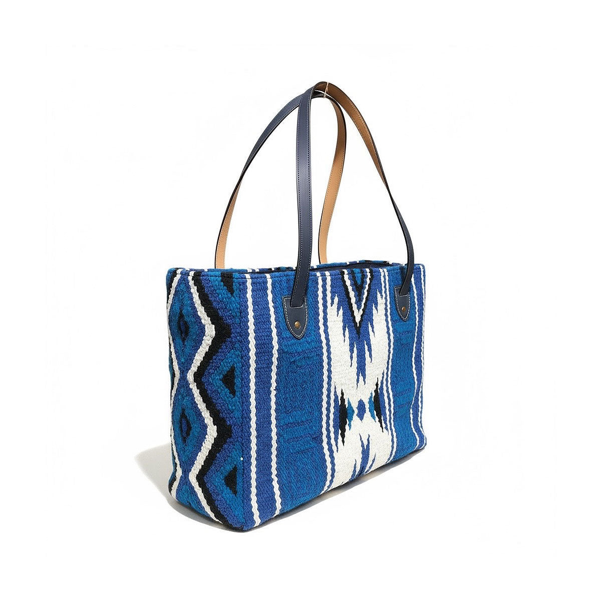 Hand Woven 100% WOOL Southwestern Tote Bag Indigo