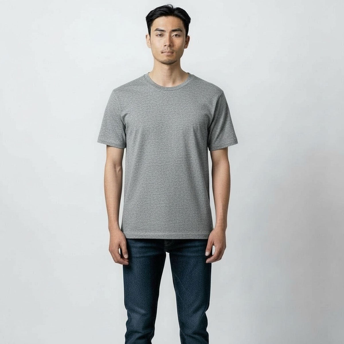 8.4oz TEXAS MADE "HEAVY ORGANIC" Crew Neck Grey Heather