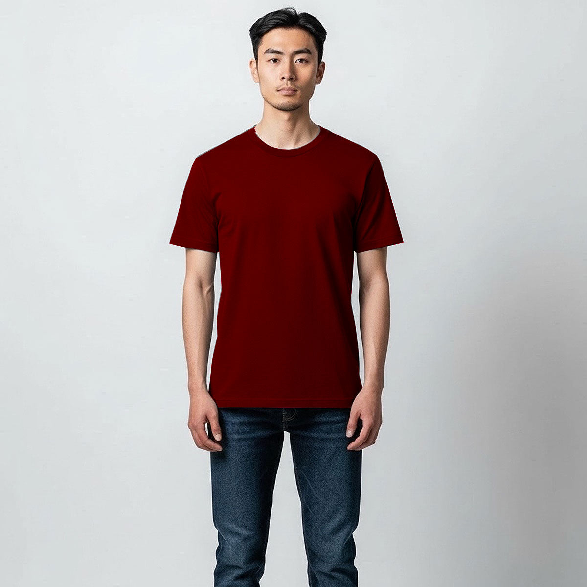 8.4oz TEXAS MADE "HEAVY ORGANIC" Crew Neck Cranberry