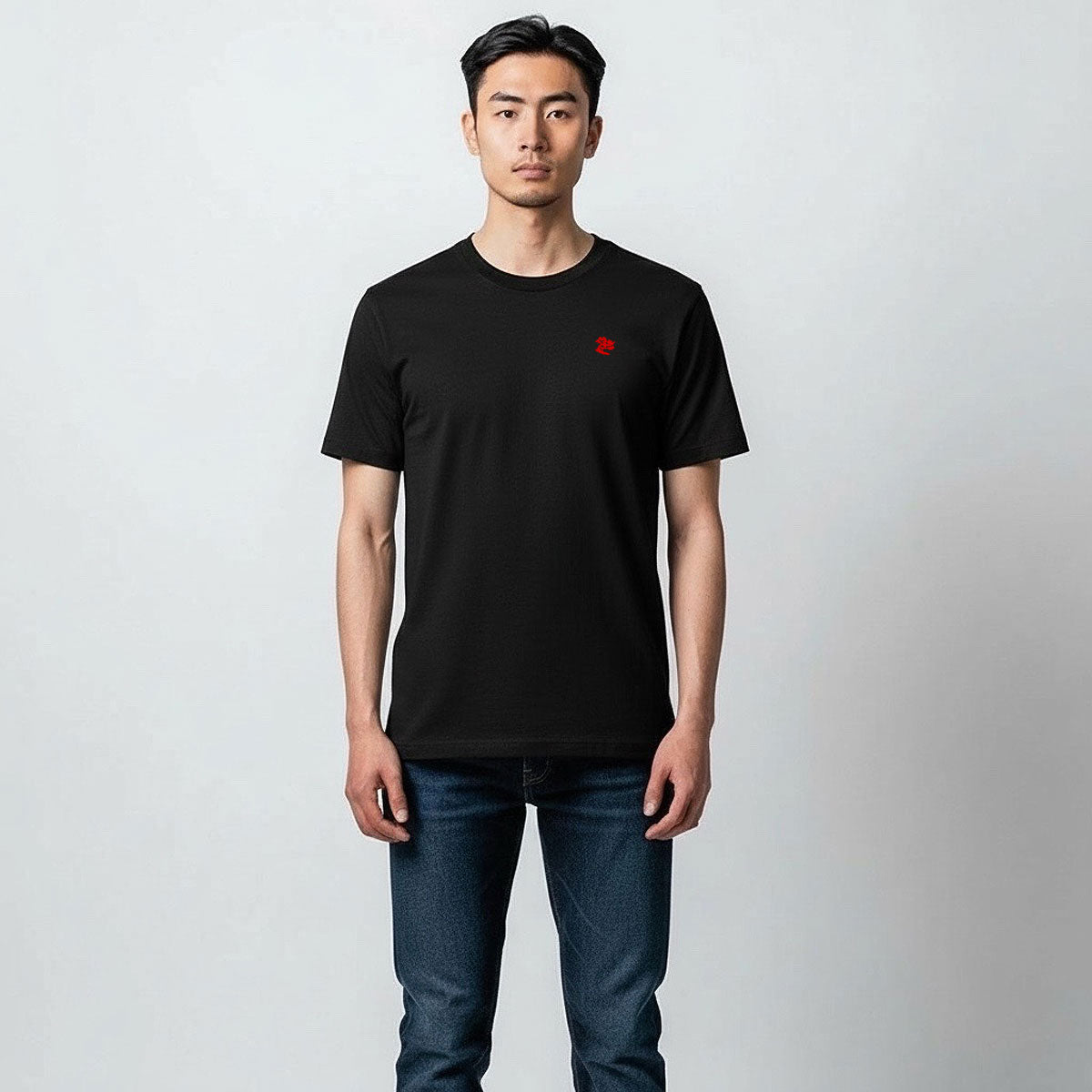 4.4oz TEXAS MADE Black Crew Neck Embroidery