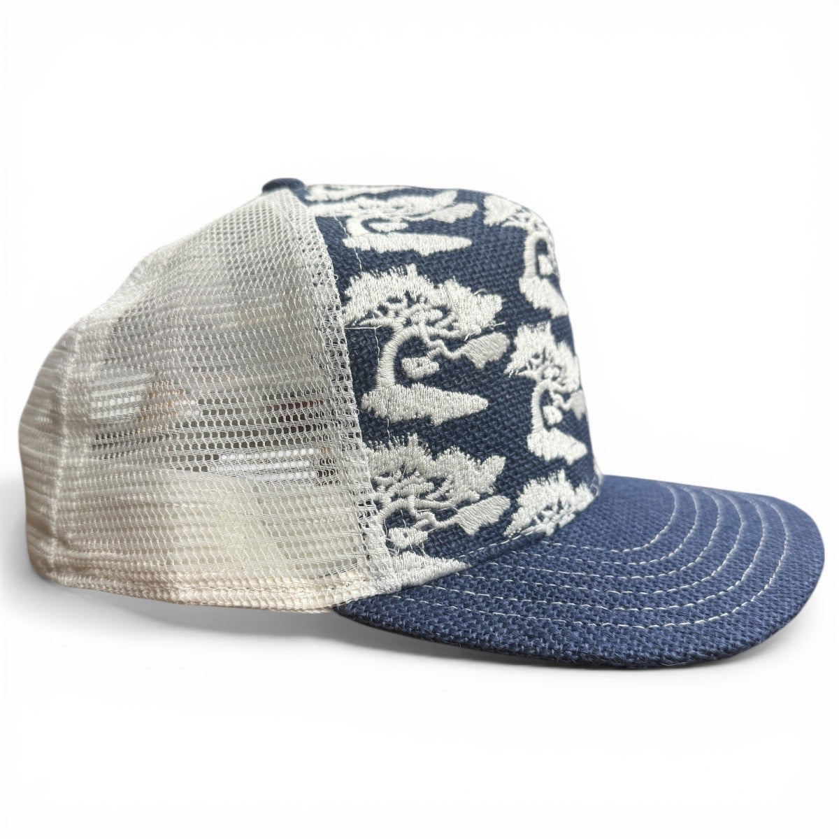 #BUR1 USA Cotton Burlap/Mesh Snapback Embroidery HAT 5 Panel- Mid Crown