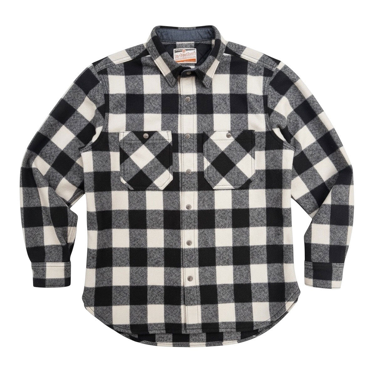 #086 18oz USA Wool Work Shirt White and Black 2" Buffalo Check