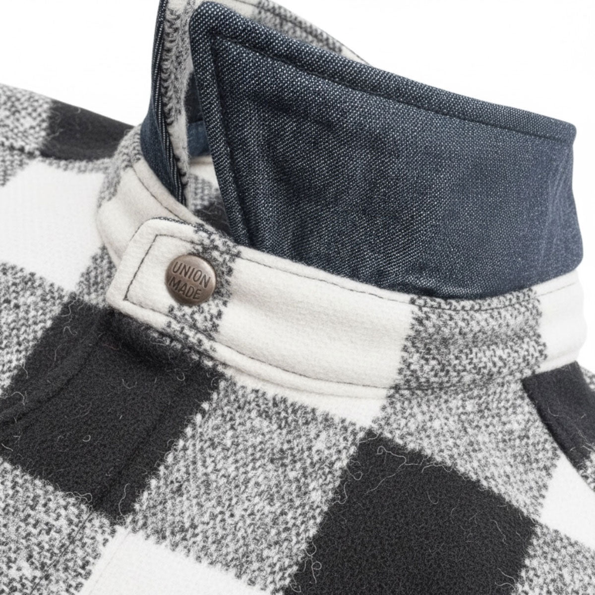 #086 18oz USA Wool Work Shirt White and Black 2" Buffalo Check