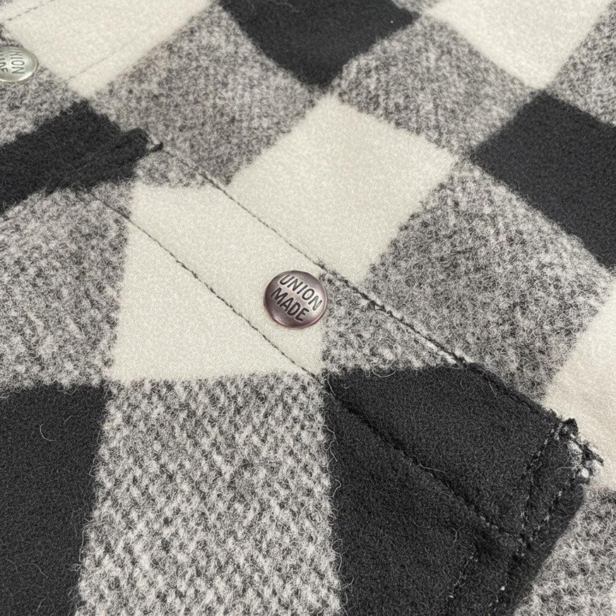 #086 18oz USA Wool Work Shirt White and Black 2" Buffalo Check